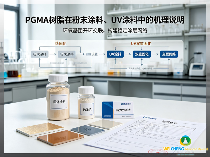粉末涂料热固化 + UV 双重固化 PGMA 环氧开环交联路径