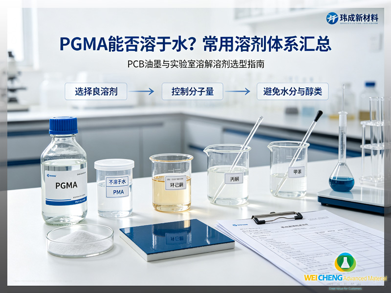 玮成新材料 PGMA溶解性分类示意图，良溶剂/不良溶剂清单，PCB油墨常用溶剂体系