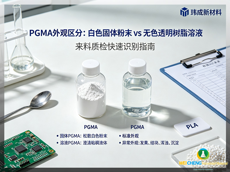 PGMA 外观区分|白色固体 PGMA 粉末 VS 无色透明 PGMA 树脂溶液