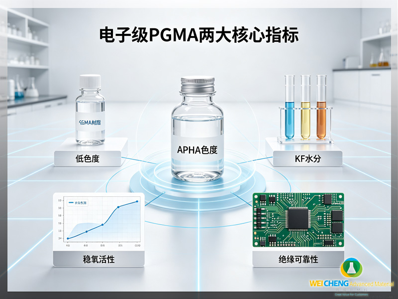色度、水分指标对于高端电子级 PGMA(聚甲基丙烯酸缩水甘油酯)的重要性