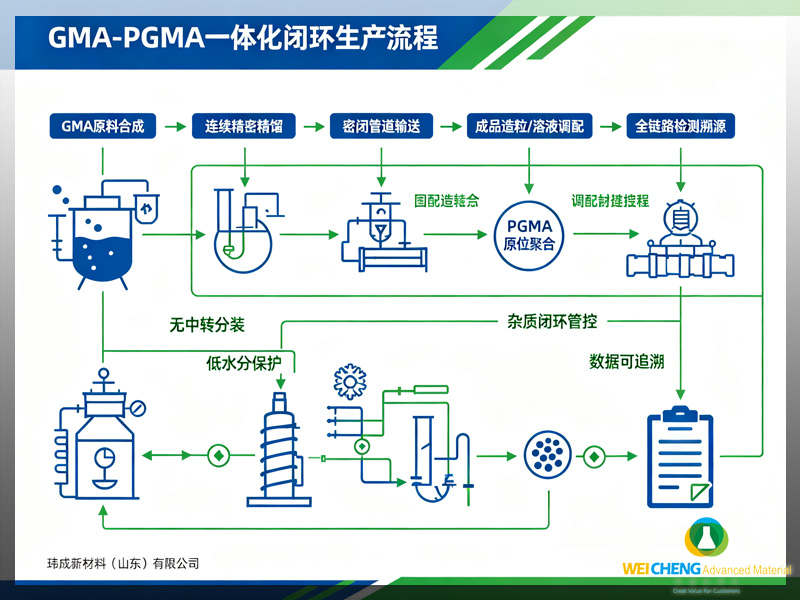 自产高纯 GMA 一体化合成 PGMA 生产流程